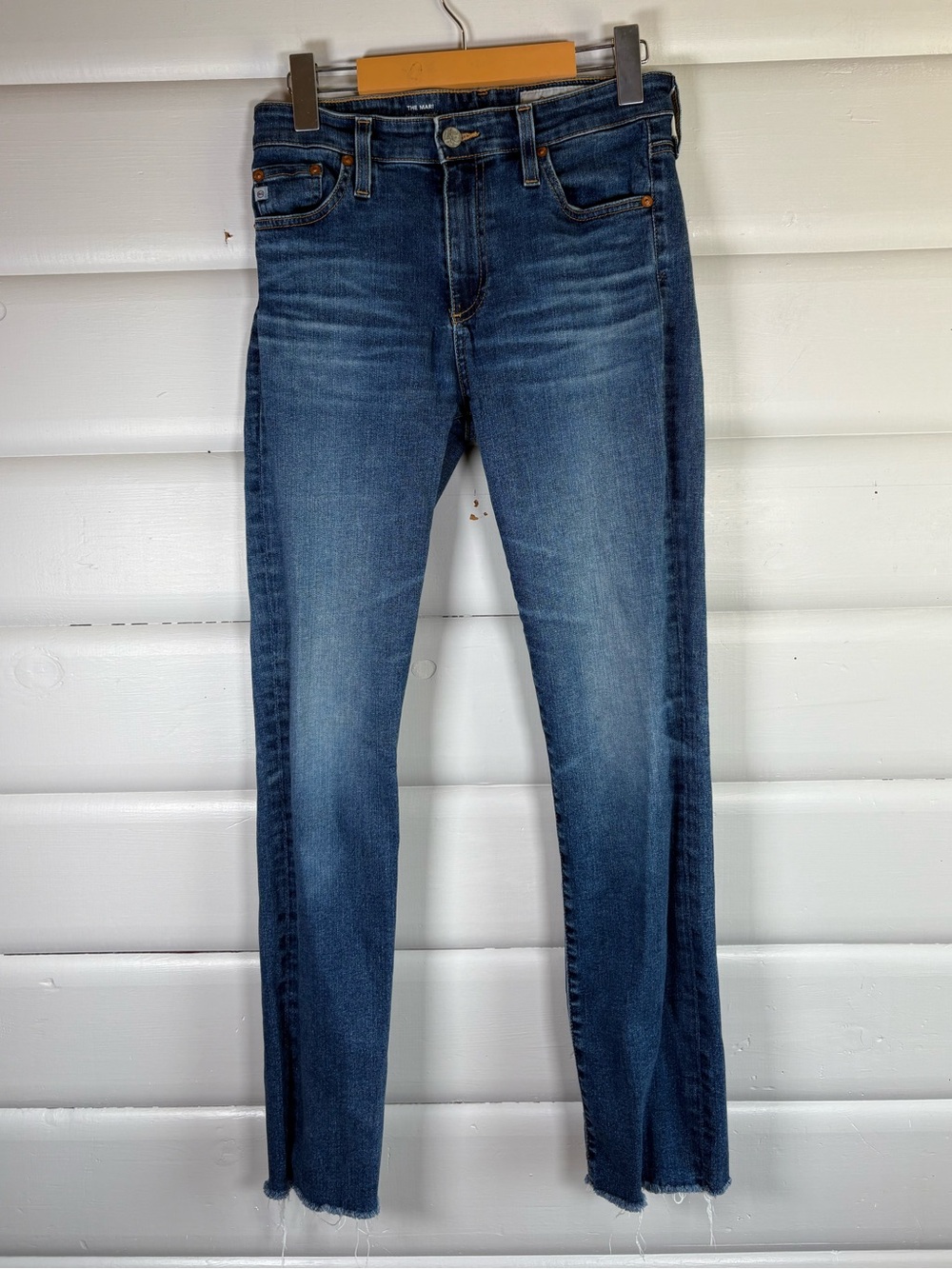 AG Adriano Goldschmied The Mari High Rise Straight Jeans 27 Raw Hem
